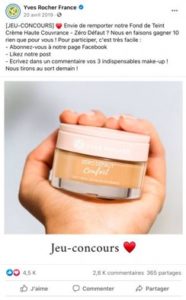 Jeu concours traditionnel Yves Rocher